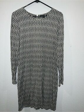 Banana Republic Black and White Geometric Silk Blend Dress 12
